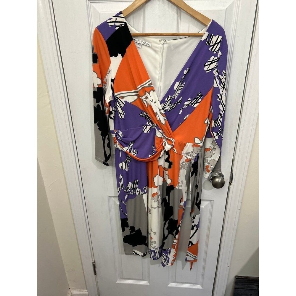 Maggy London Multicolor Floral Wrap Dress